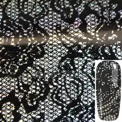 Мода Лазерная черный кружевное платье с цветочным рисунком розы узор Дизайн ногтей передачи Фольга Стикеры для ногтей Совет Craft Маникюр
