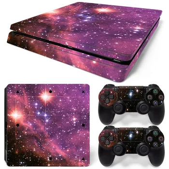 

pink starry sky design skin for PS4 slim console and two controller covers man skin sticker decals #TN-P4Slim-1307