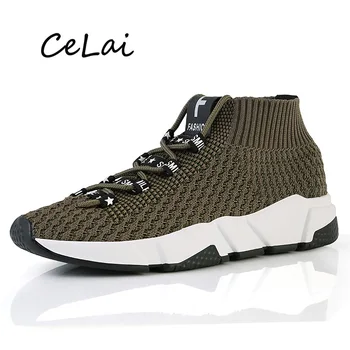

CeLai New Male Sneaker Stretch Knitting Shoes Flats Mesh Breathable Men Casual Sock Shoes Unisex Designer Drop Shopping A-014