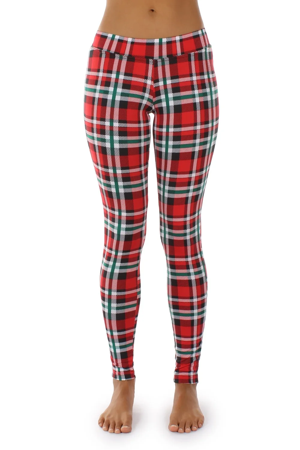 Aletterhin Casual Womens Autumn Plaid Leggings Workout Bodycon Pants