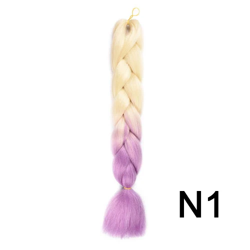 Шелковистые пряди Омбре синтетические плетеные волосы для вязания крючком огромные косы накладные волосы - Цвет: N1