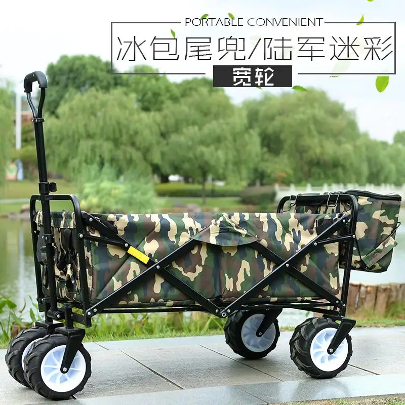 Pastoral Camping Trolley Supermarket Grocery Shopping Trolley Small Pull Shopping Cart Camp Folding Portable Household Cart - Цвет: style14