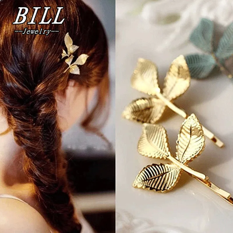 

TS283 1pc Elegant Europe and America Vintage Side Clip Leaves Hairpins Hair Jewelry Wholesale Accessories For Women