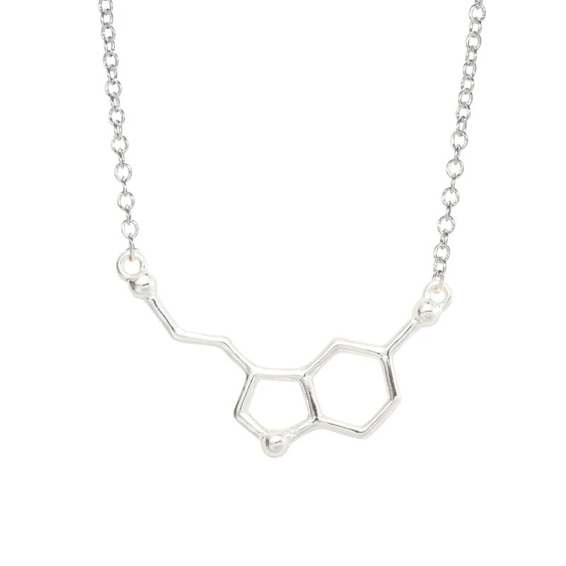 SMJEL аксессуары Мода химическая романтическое ожерелье для Для женщин молекула серотонина эффектные Длинные ожерелья N012 - Окраска металла: Посеребренный