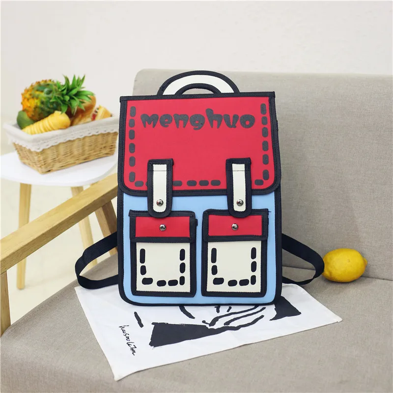 Menghuo 3D Anime Bag Cartoon Women Backpack School Bag 3D Style Canvas 2D Travel Drawing Book Mochila for Teenagers Girl Mochila (5)