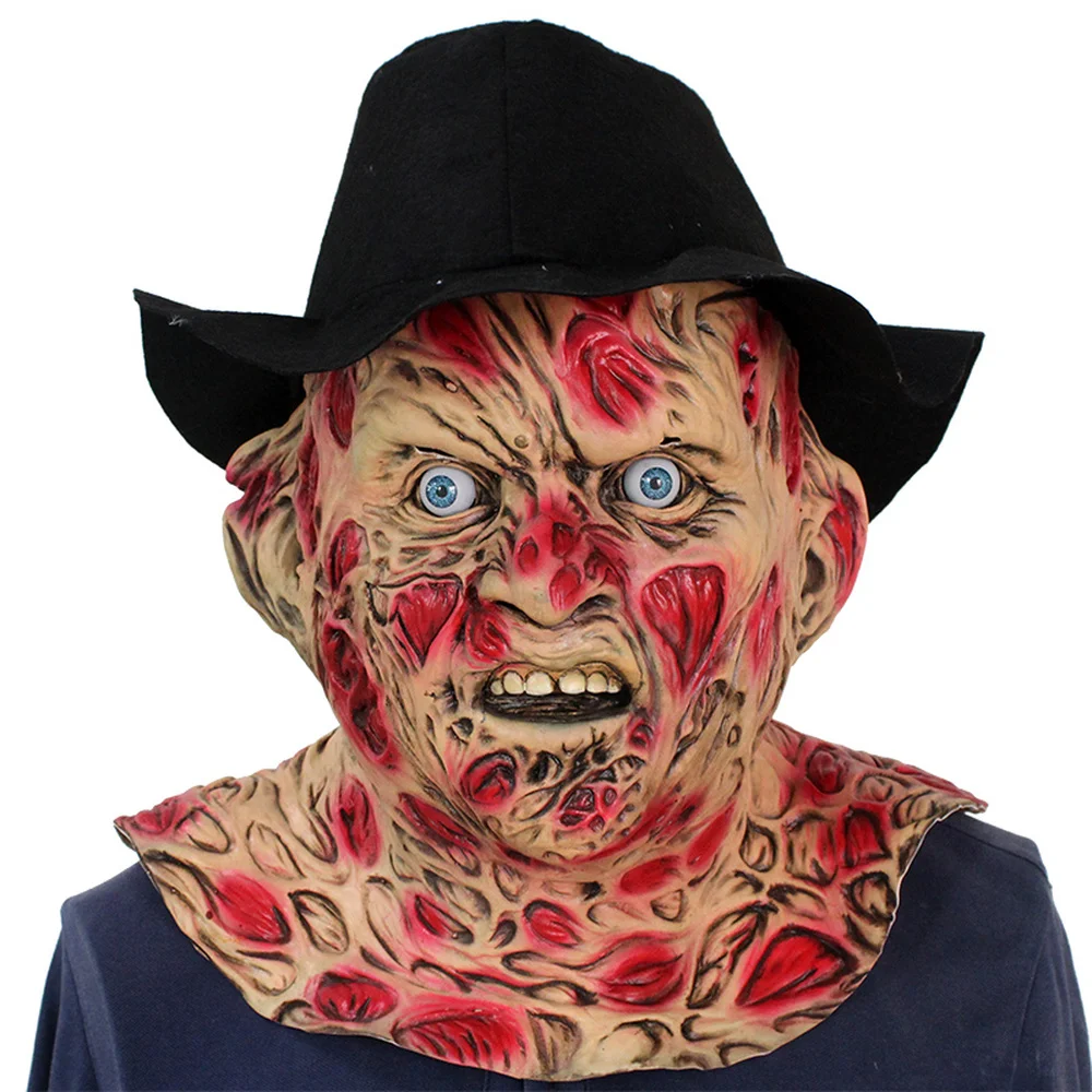 

Freddy krueger Mask with Hat paw Latex Adult Party Costume Friday 13th Killers Jason Horror Slasher larp gloves paw metal