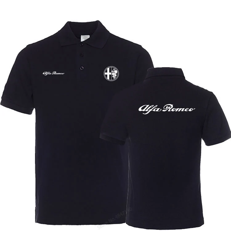 Новое поступление, Хлопковая мужская рубашка поло, топы, модный бренд Alfa Romeo, рубашка поло с коротким рукавом, черная, белая, рубашка поло, 3XL
