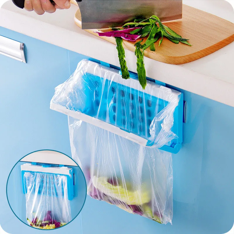 1PC Foldable Plastic Garbage Bag Rack Portable Hanging Trash Rubbish