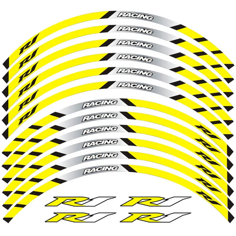 Новинка, высокое качество, 12 шт., подходят для колес мотоцикла, стикер, полоса, отражающая оправа для Yamaha YZFR1 YZF R1