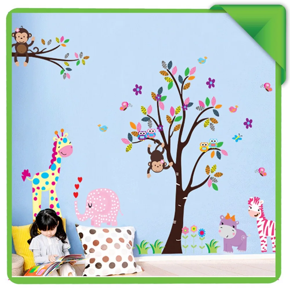 Online Kostenloser versand Hot Verkauf DF5099 PVC Abnehmbare Kinder Zimmer Tier Affe   Bäume Wand aufkleber Für Kinder Schlafzimmer Kunst wand Decora