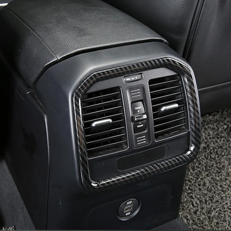 

Car Rear Air Conditioning Outlet Frame Decoration Cover Trim ABS For Porsche Macan 2014-17 Carbon Fiber Style