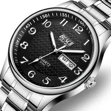 Роскошные мужские часы BOSCK со стальным календарем, водонепроницаемые светящиеся цифры, Классические деловые кварцевые наручные часы, мужские часы