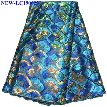 

2019 High Quality Nigeria African french tulle lace fabrics With sequins Embroidery African French Tulle Lace Fabric TS-002