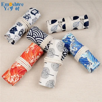 

Beautiful Pencil Bag Men Women Color Pencils Case Holder Wrap Roll Up Stationery Cartoon School Stationery Pen Box For B369
