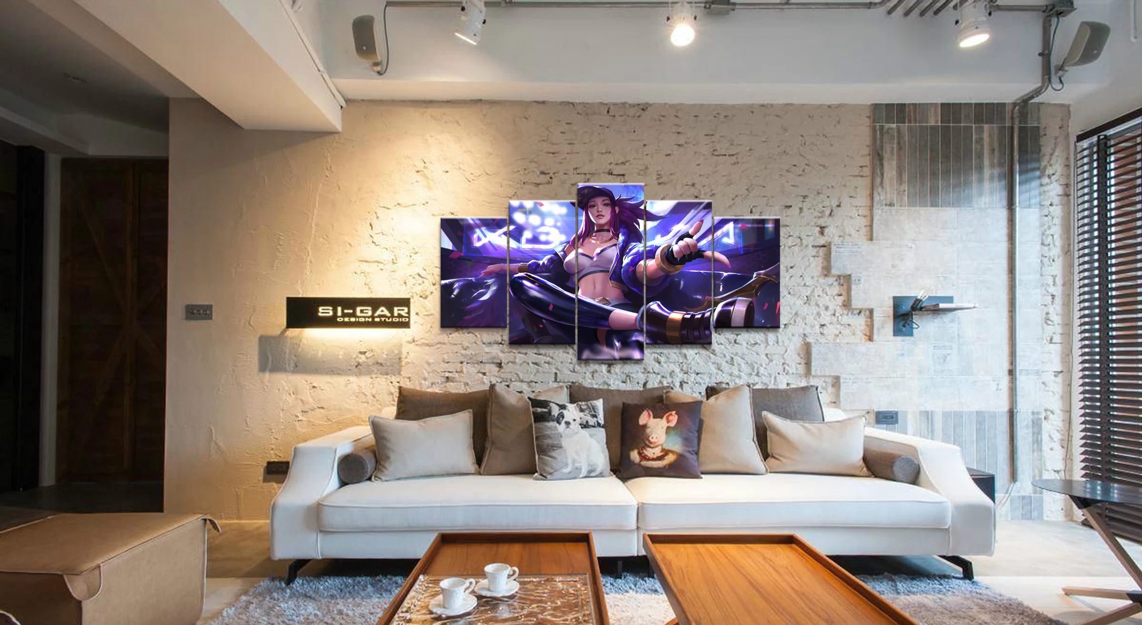 Waliicorners Home Decor Modular Canvas Picture 5 Piece Akali K/DA League of Legends LOL Game Painting Poster Wall For Home Canvas 8