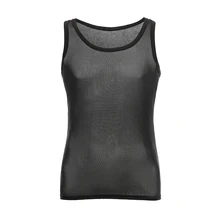 Человек Майки/Мужской сетки See Through Майка без руковов, белье/Гей Смешные ажурные See Inner Vest