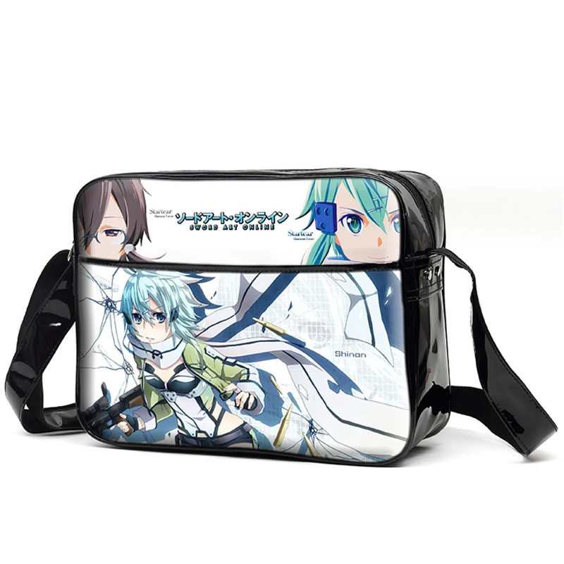 Cartoon Unisex Shoulder Bag Sword Art Online SAO Cosplay Sling Bags Schoolbag Bookbag PU Messenger Crossbody
