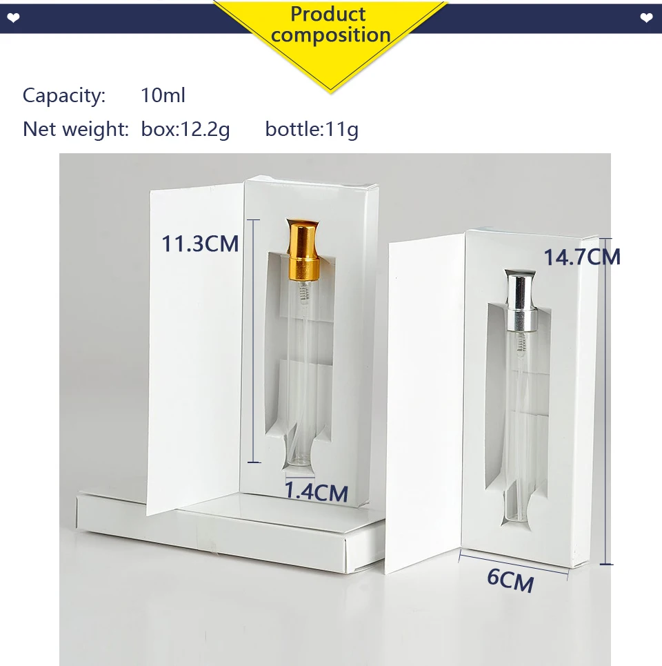 5 шт./лот 10 мл портативный многоразовый флакон духов с упаковочной бумажной коробкой