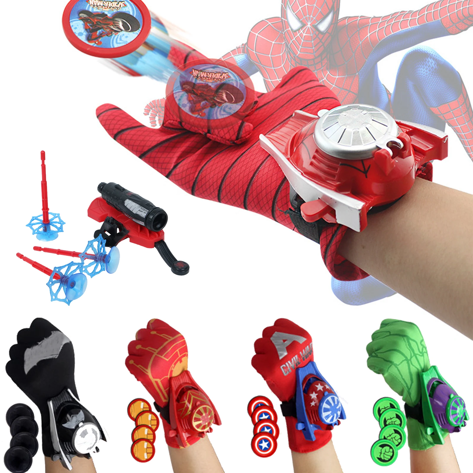 

1 Set Glove Launcher PVC Toys for Marvel Super Heros Mix Styles for Movie Cartoon Theme Cosplay Costume Kids Toys
