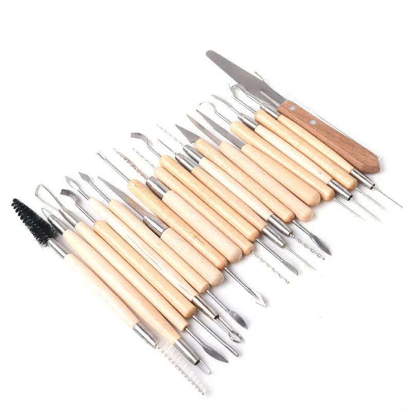 22pcs Pro Polymer Clay Sculpting Tool Set Wood Models Art Projects