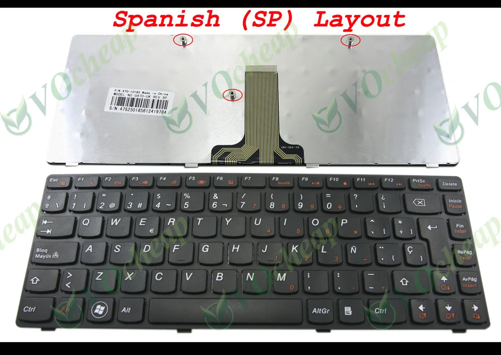 Новая клавиатура для ноутбука Lenovo B470 G470 V470 черный ключ черная рамка Испанская