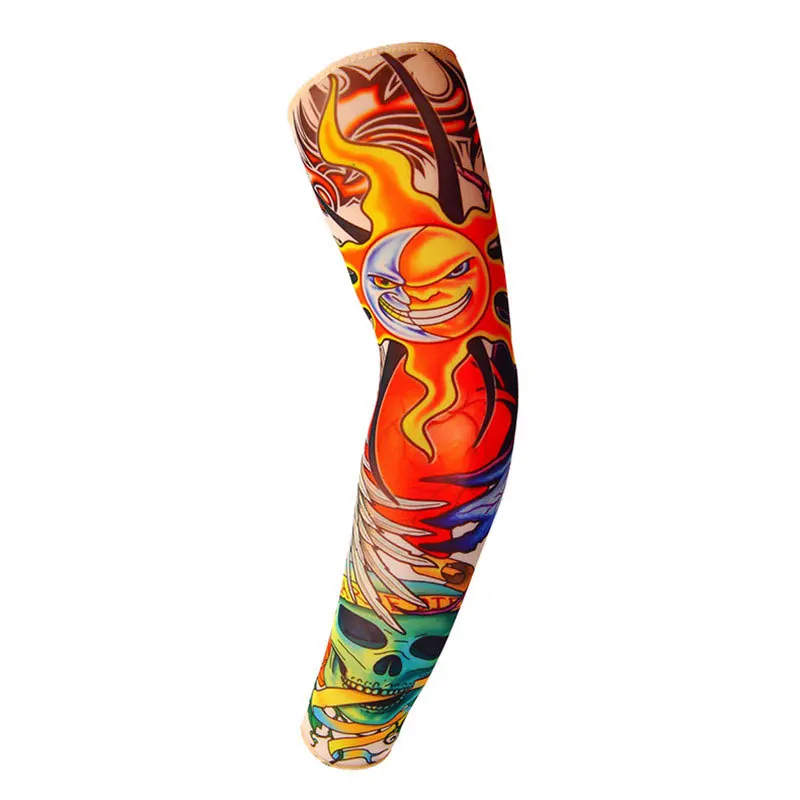 Открытый Велоспорт 3D татуировки напечатаны рукава унисекс УФ-защита Баскетбол компрессионные гетры для рук езда рукава с манжетами - Цвет: 4