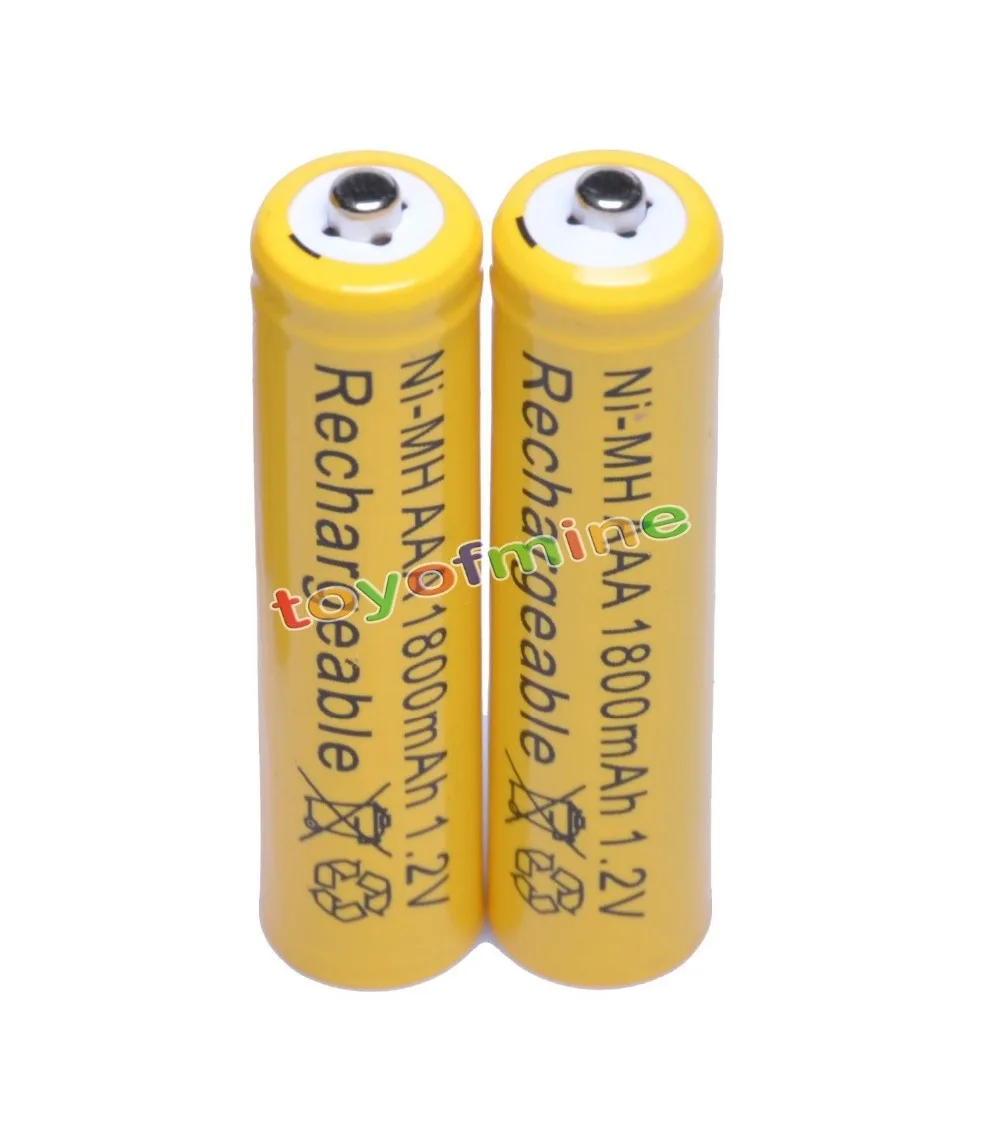 

2x AAA 1800mAh 3A 1.2 V Ni-MH Yellow Rechargeable Battery Cell for MP3 RC Toys