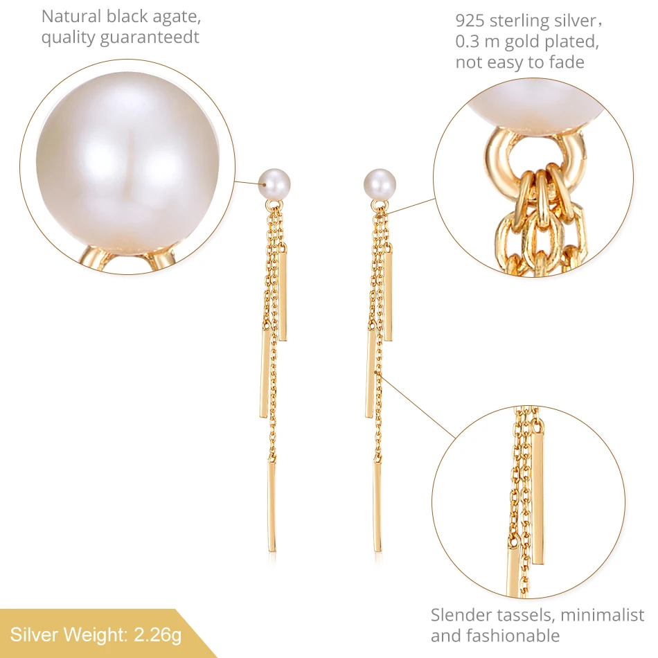 ALLNOEL Pearl Earring Sterling Silver 925 Tassel Earring Fringe Pearl Earring Drops Party Jewelry Brand Women Fine Jewelry New  (7)