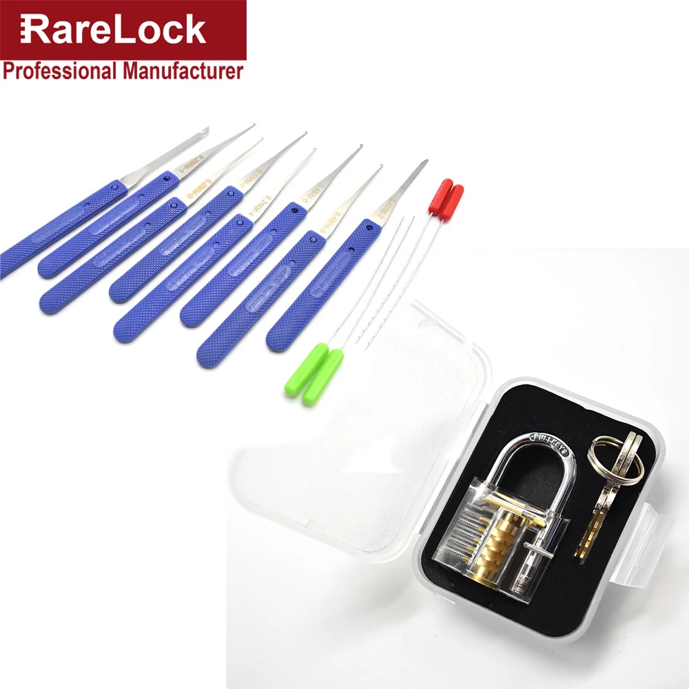 

LHX Transparent Visible Pick Cutaway Practice Padlock Lock With Broken Key Removing Hooks Kit Extractor Set Locksmith Tool