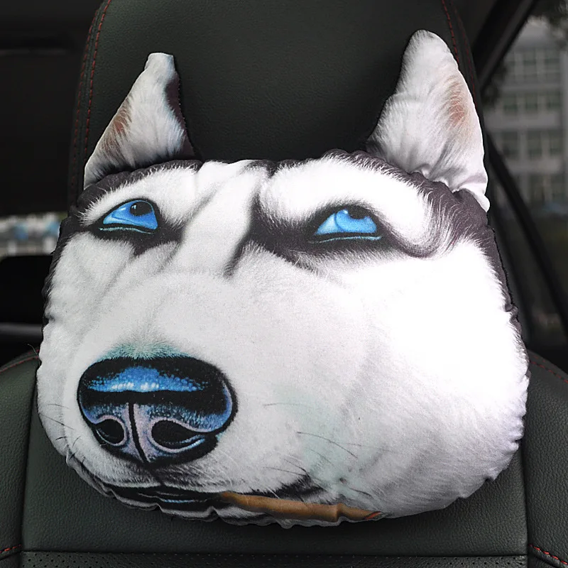 3D забавная мультяшная собака автомобильное сиденье подушка для шеи милый