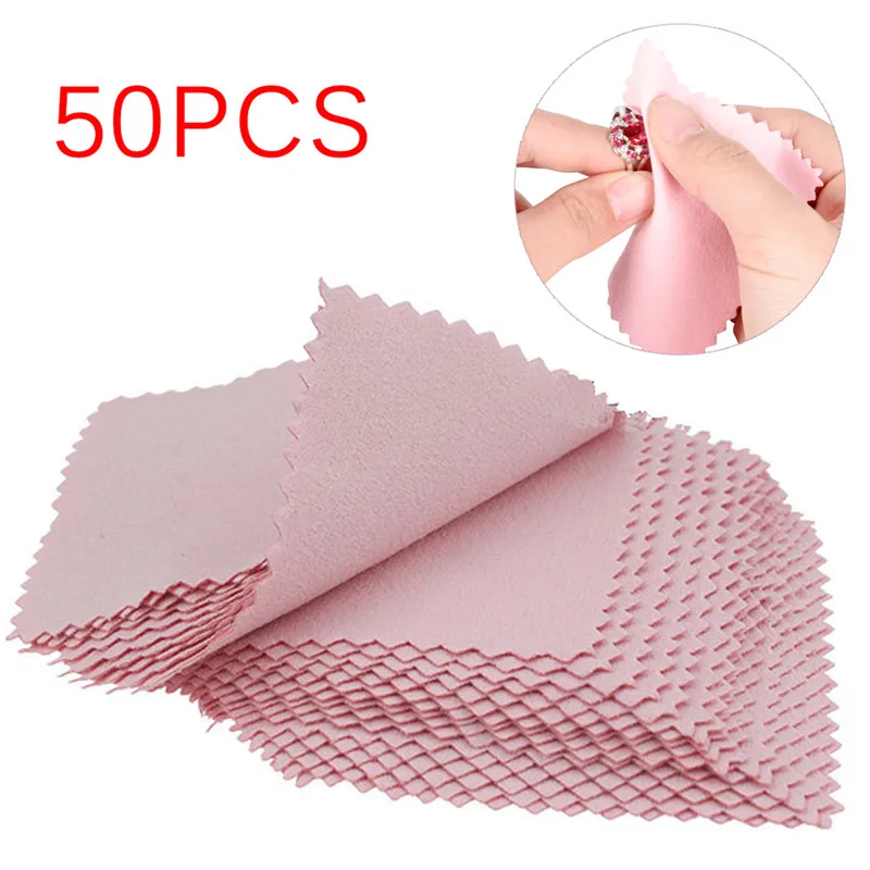 50PCS/Bag Clean Cleaning Cloth Polishing Cloth For Sterling Silver Gold Platinum Jewelry Anti Tarnish