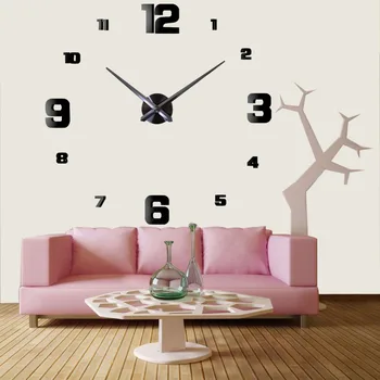 

Wall Watch Mirror Clock Metal Simple Number Sticker DIY 3D Morden Mute Living Room Decoration