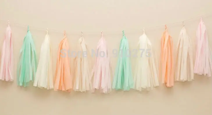 

20PCS Mixed Ivory Mint Peach Blush Pink Tissue Paper Tassel Wedding Bunting Banner Garland Birthday Party Christmas Favor Decor