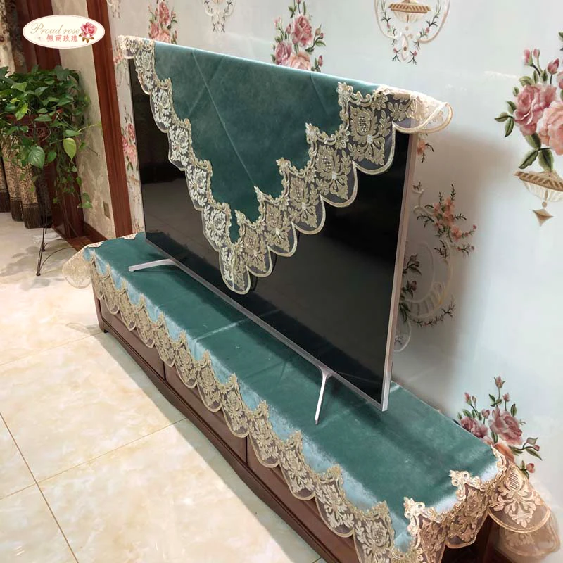 Proud Rose Luxury Lace Table Cloth Gold Velvet Piano Towel Peacock