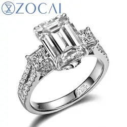 ZOCAI трио Изумрудный Cut проложить 2 КТ Природный Н/SI Изумрудный Cut 18 К белого золота с бриллиантами обручальное кольцо w03757