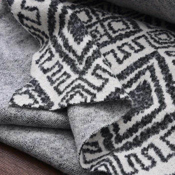 

105CM Wide 70% Wool 30% Polyester Geometry Print Fabric for Autumn Spring Dress Jacket H084