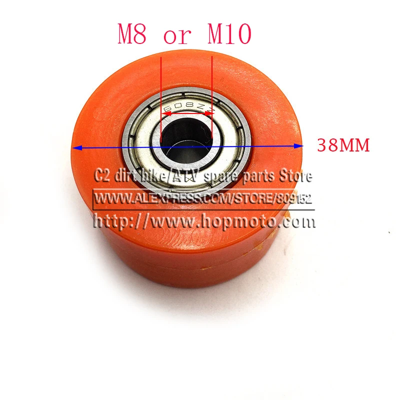 8mm 10mm Drive Chain Pulley Roller Slider Tensioner Wheel Guide For Pit Dirt Street Bike Motorcycle Atv CRF M8 M10 Orange Red