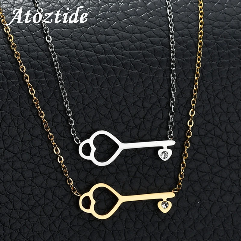 Новое поступление золотое ожерелье Atoztide с полым ключом для женщин модное из