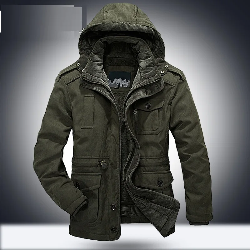 

2018 New Fashion Jacket Coats long sleeves stand collar hooded overcoat lamb wool warm outwear waist drawstring businessman tops