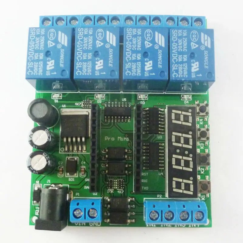 DC 5V 12V 24V 4 канальный Pro мини ПЛК плата Релейный Щит модуль для Arduino задержки таймер
