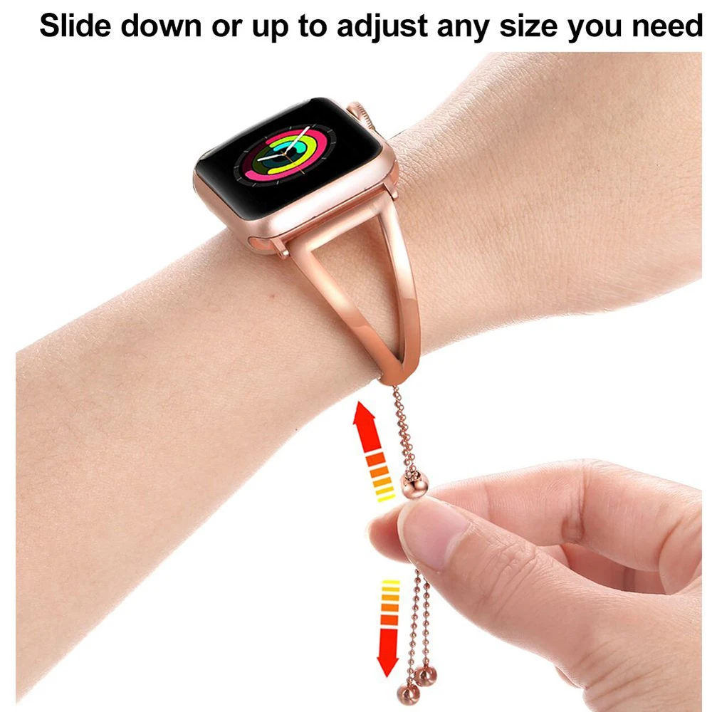 JANSIN Для женщин Модный ремешок для наручных часов для Apple Watch 38 мм, 42 мм, 40 мм 44 Нержавеющая сталь браслет для наручных часов Apple Watch полосы