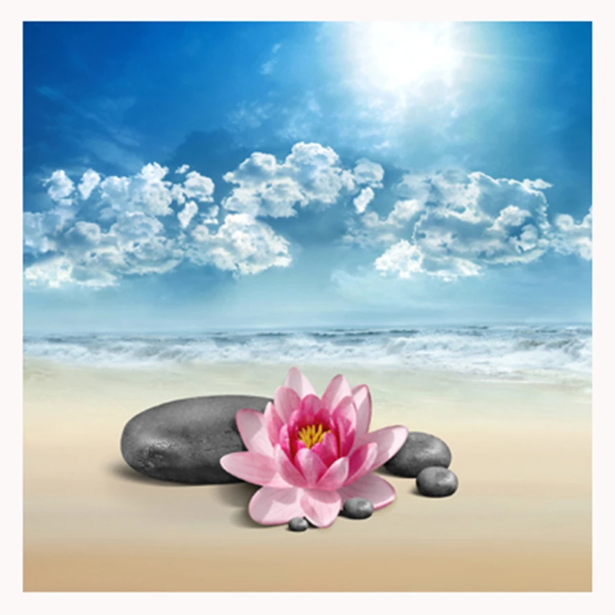 

Diamond Embroidery 5D DIY Diamond Painting Seaside Zen & stone lotus Diamond Mosaic Rhinestone Cross Stitch Decoration ZC246