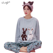 Новые женские пижамные комплекты, хлопок, одежда для сна, весна-осень, пижама с длинным рукавом, пижамный комплект с круглым вырезом, женские пижамы, домашняя одежда