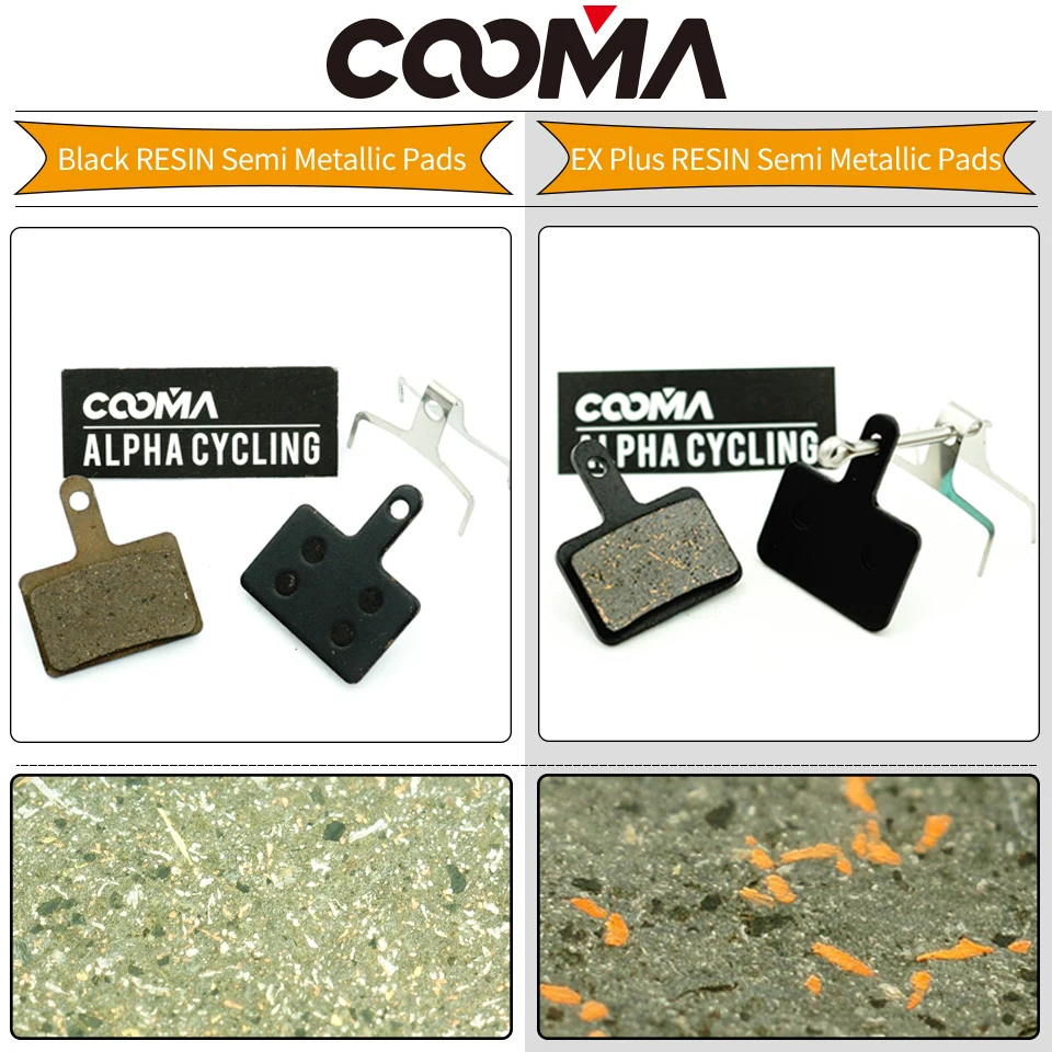 

COOMA's Disc Brake Pads For SHIMANO M575, M486, M485, M475, M465, M447, M446, M445, M416, M416A, M415, M4050, M395; 1 Pair Resin
