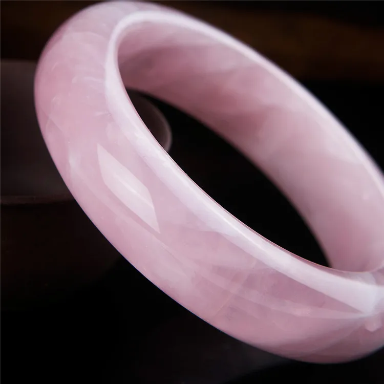 Драгоценный натуральный розовый кварц драгоценный камень кристалл круглый модный женский браслет внутренний диаметр 56 мм