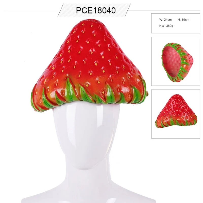 

Party Costume Cosplay Simulation Strawberry Pineapple Fruit Funny Hat For Adult Kids Halloween Props Party Costume Head Cover