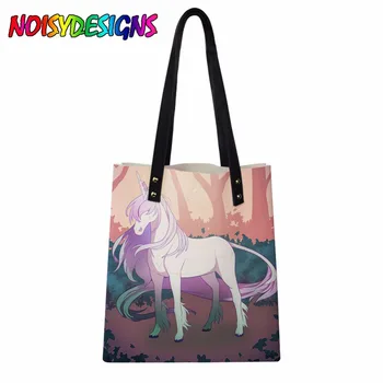 

Unicorn Print Tote Bag Women Shoulder Bags Animals Pattern Girls Reusable Folding Shopping Bag Hand Beach mochilas infantil