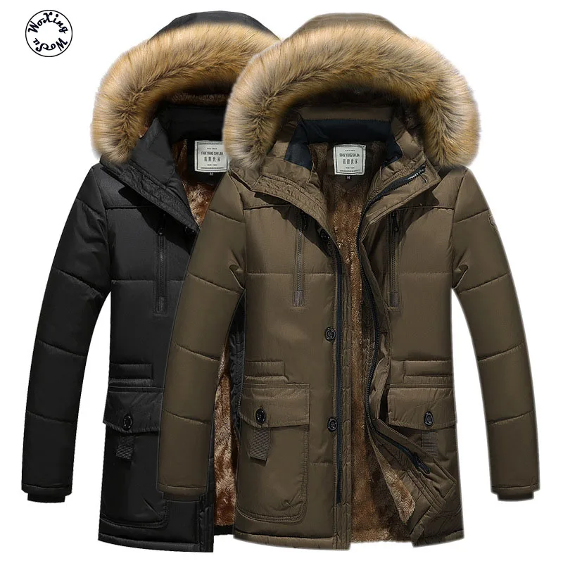 

Woxingwosu detachable hooded parkas cotton quilted jacket men long coat men's wear coat cotton-padded jacket big yards