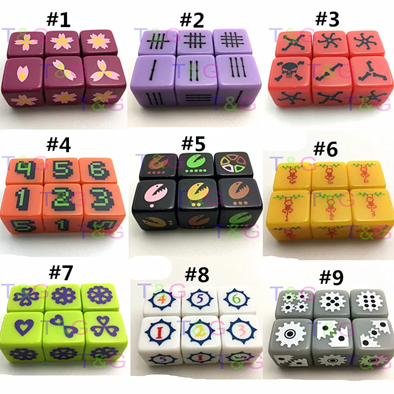 

6 Pcs/set 16mm Silkscreen Printing Logo Dice Pixel Digital 1-6 Funny Party Drink Decider D6 Dice Family Games Fun Toy Board Game