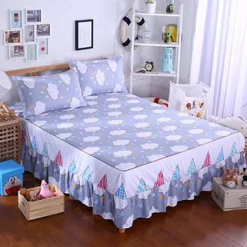 

Three Kits of Bed Skirt of 12 Colors 1.8/1.5/1.2m Kit of Korean Princess's Bed Ham Sheet & Pillowcase Sets Polyester / Cotton